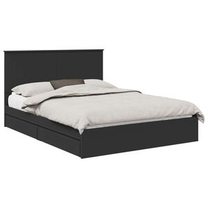 vidaXL Cama con almacenamiento Negro 150 x 200 cm Madera de ingenier&iacute;a