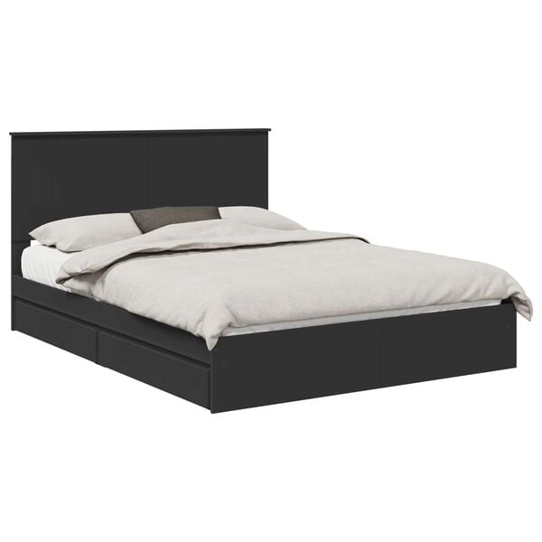 vidaXL Cama con almacenamiento Negro 150 x 200 cm Madera de ingenier&iacute;a