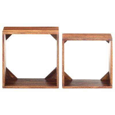 vidaXL Mesas apilables de madera maciza de sheesham 2 piezas