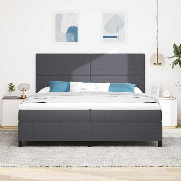 vidaXL Cama tipo Box Spring Gris Oscuro y 200 x 200 cm Tela de Pana