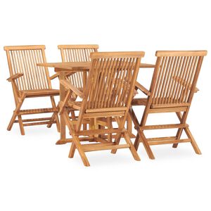 vidaXL Set de comedor de jard&iacute;n plegable 5 pzas madera maciza de teca