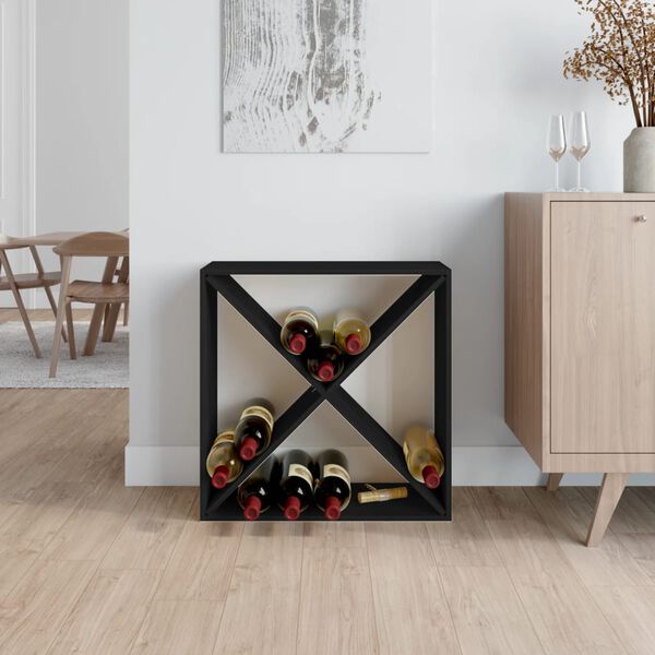 vidaXL Botellero de madera maciza de pino negro 62x25x62 cm
