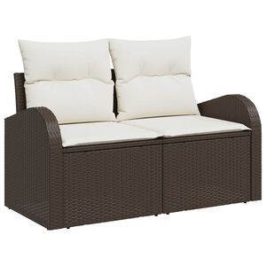 vidaXL Conjunto de sof&aacute; de jard&iacute;n 8 pcs Marr&oacute;n, crema 55 x 55 x 37 cm