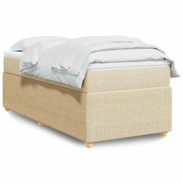 vidaXL Cama box spring con colch&oacute;n tela color crema 90x190 cm