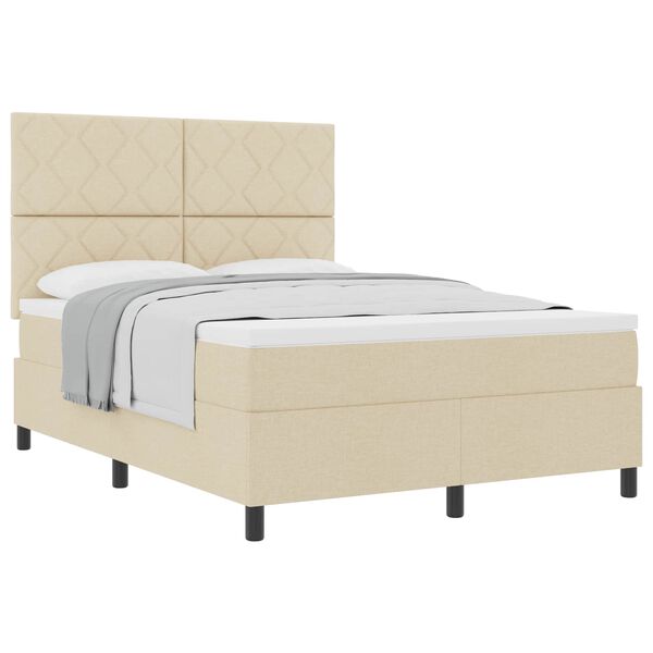 vidaXL Cama tipo Box Spring con colch&oacute;n Crema 160 x 200 cm tela
