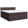 vidaXL Cama box spring con colch&oacute;n tela marr&oacute;n oscuro 200x200 cm