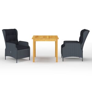 vidaXL Juego de comedor para jard&iacute;n 3 piezas gris oscuro