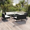 vidaXL Set muebles de jard&iacute;n 12 pzas y cojines rat&aacute;n sint&eacute;tico negro