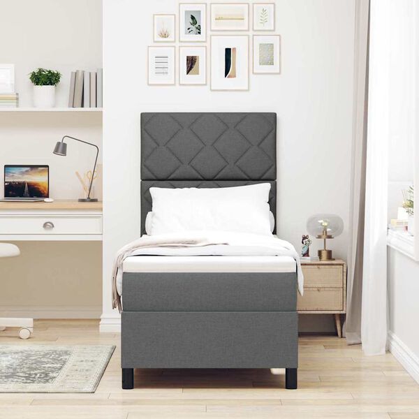 vidaXL Cama tipo Box Spring con colch&oacute;n Gris oscuro 80 x 200 cm tela
