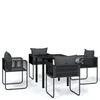 vidaXL Juego de comedor para jard&iacute;n 5 piezas negro