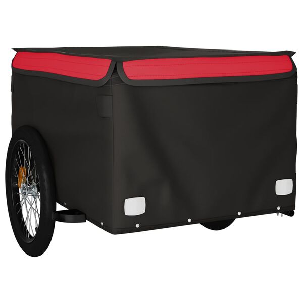 vidaXL Remolque para bicicleta hierro negro y rojo 45 kg
