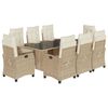 vidaXL Set comedor de jard&iacute;n 9 pzas con cojines rat&aacute;n sint&eacute;tico beige