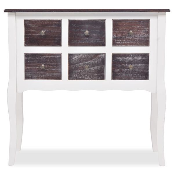 vidaXL Mueble consola con 6 cajones madera marr&oacute;n y blanco