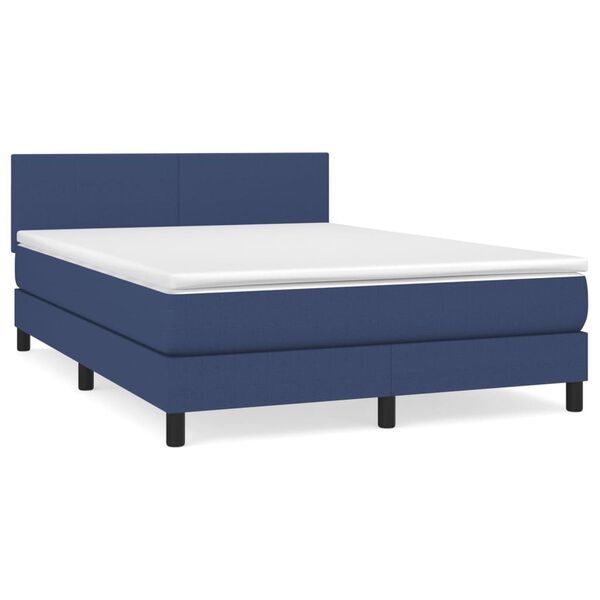 vidaXL Cama box spring con colch&oacute;n tela azul 140x190 cm