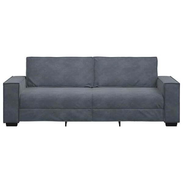 vidaXL Sof&aacute; de 3 plazas terciopelo gris oscuro 220x78x84 cm