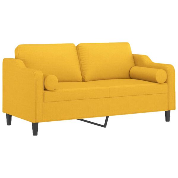 vidaXL Sof&aacute; 2 plazas con almohadas y cojines tela amarillo claro 140cm
