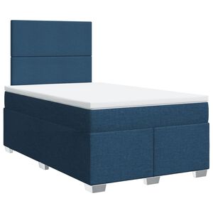 vidaXL Cama box spring con colch&oacute;n tela azul 120x200 cm