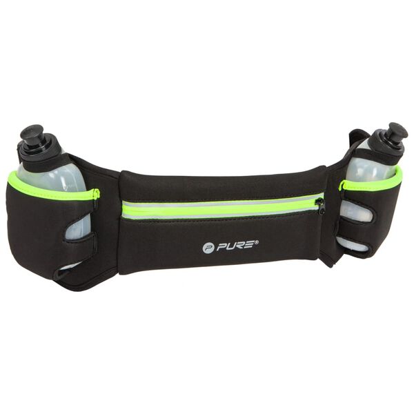 Pure2Improve Cintur&oacute;n de running con 2 bidones negro y amarillo