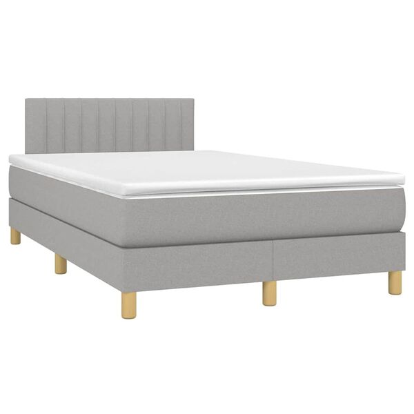vidaXL Cama box spring con colch&oacute;n y LED tela gris claro 120x190 cm