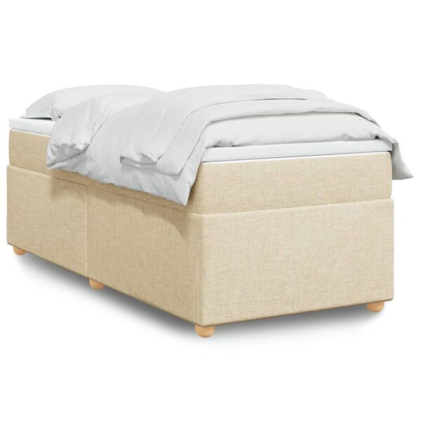 vidaXL Cama box spring con colch&oacute;n tela color crema 90x200 cm