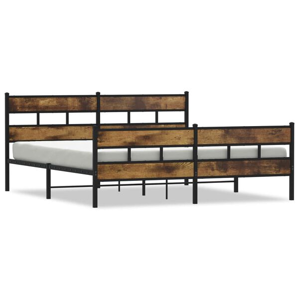 vidaXL Estructura de cama sin colch&oacute;n metal roble ahumado 180x200 cm
