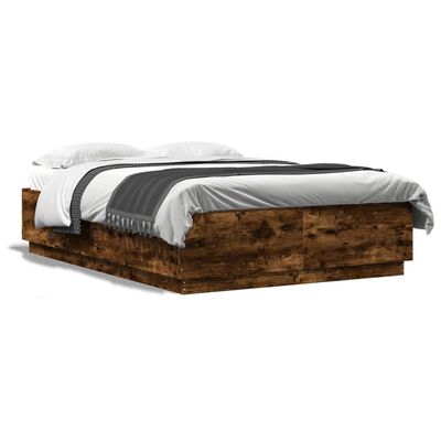 vidaXL Estructura de cama madera de ingeniería roble ahumado 150x200cm