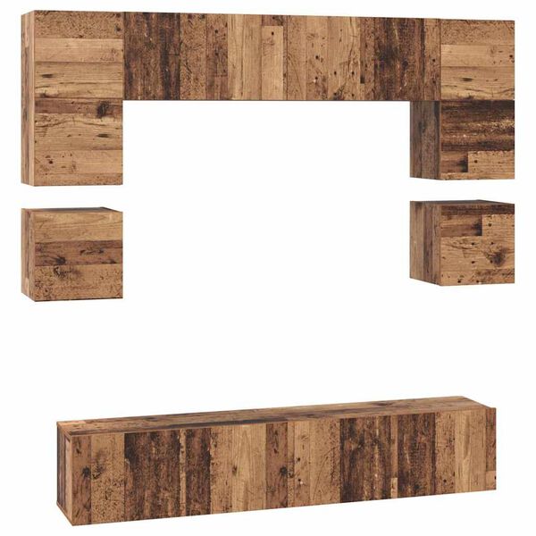 vidaXL Conjunto de mueble de TV 8 pcs Madera envejecida