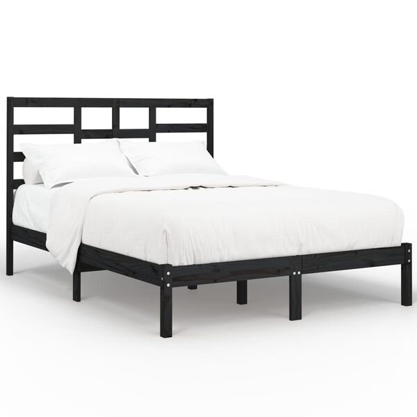 vidaXL Estructura de cama sin colchón madera maciza negro 140x190 cm