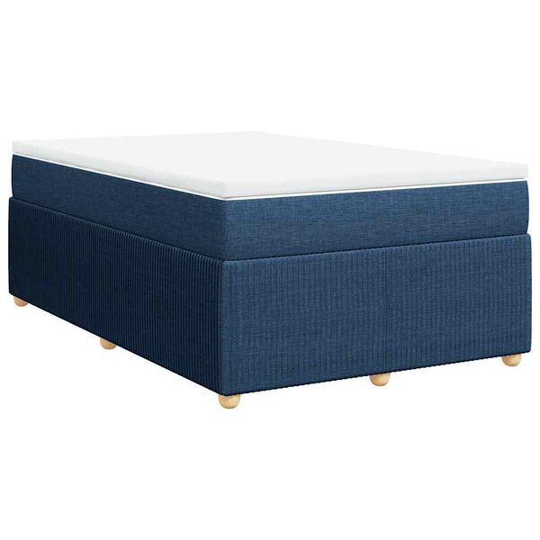 vidaXL Cama box spring con colchón tela azul 120x190 cm