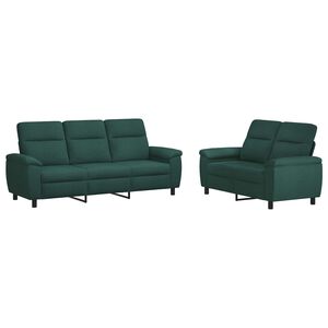 vidaXL Juego de Sof&aacute; 2 pcs Verde oscuro Tela