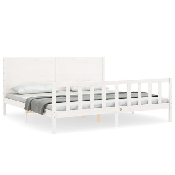 vidaXL Estructura de cama sin colch&oacute;n madera maciza blanca 200x200 cm