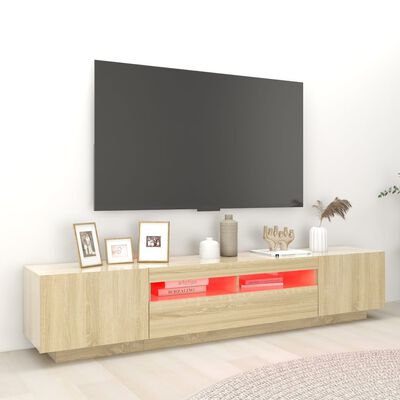 vidaXL Armario TV con luces LED color roble Sonoma 200x35x40 cm