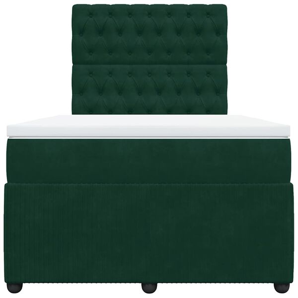 vidaXL Cama box spring con colch&oacute;n terciopelo verde oscuro 120x190 cm