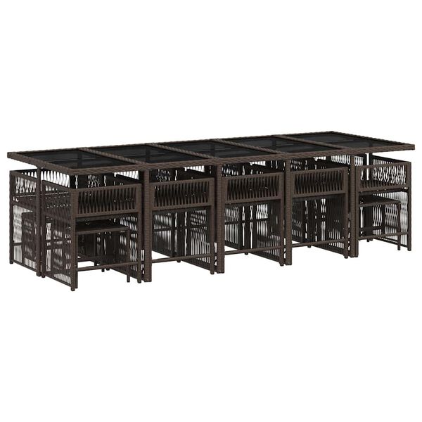 vidaXL Set comedor de jard&iacute;n y cojines 15 pzas rat&aacute;n sint&eacute;tico marr&oacute;n