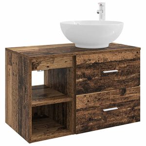 vidaXL Juego de muebles de ba&ntilde;o 2 pcs Madera envejecida