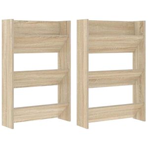 vidaXL Zapateros de pared 2 uds contrachapada roble Sonoma 60x18x90 cm