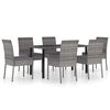 vidaXL Juego de comedor para jard&iacute;n 7 piezas rat&aacute;n sint&eacute;tico gris