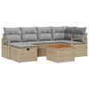 vidaXL Conjunto de sof&aacute;s de jard&iacute;n 7 uds. Beige rat&aacute;n sint&eacute;tico