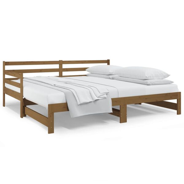 vidaXL Sof&aacute; cama extra&iacute;ble sin colch&oacute;n marr&oacute;n miel 2x(90x190) cm