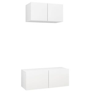 vidaXL Set de muebles de sal&oacute;n TV 2 piezas madera de ingenier&iacute;a blanco