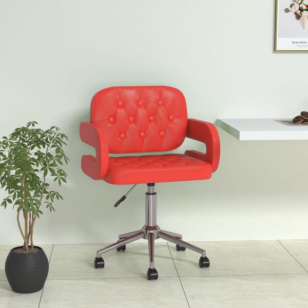 vidaXL Silla de comedor giratoria de cuero sint&eacute;tica roja