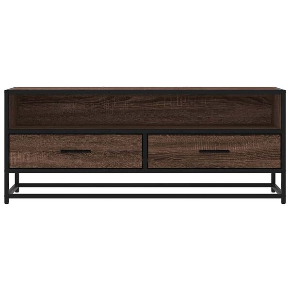 vidaXL Mueble TV metal y madera ingenier&iacute;a marr&oacute;n roble 100x34,5x40 cm