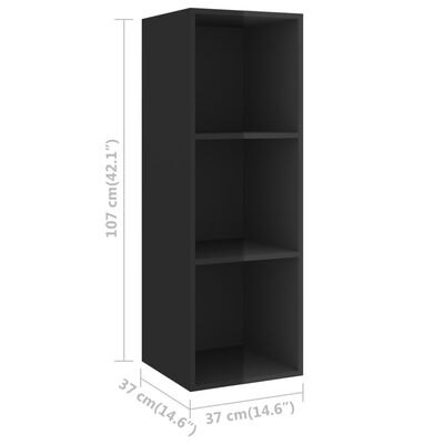 vidaXL Set de mueble para TV 3 pzas madera contrachapada negro brillo