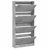 vidaXL Mueble zapatero 4 cajones abatibles gris hormig&oacute;n 80x21x163,5cm
