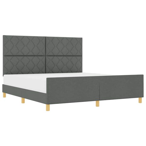 vidaXL Estructura de cama con cabecera Gris oscuro 180 x 200 cm tela