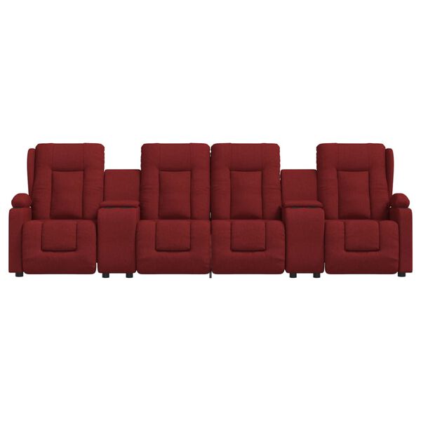 vidaXL Sill&oacute;n de masaje reclinable 4 plazas con portavasos rojo tinto