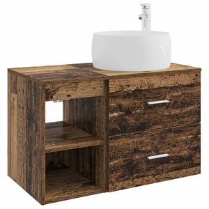 vidaXL Juego de muebles de ba&ntilde;o 2 uds. Madera envejecida