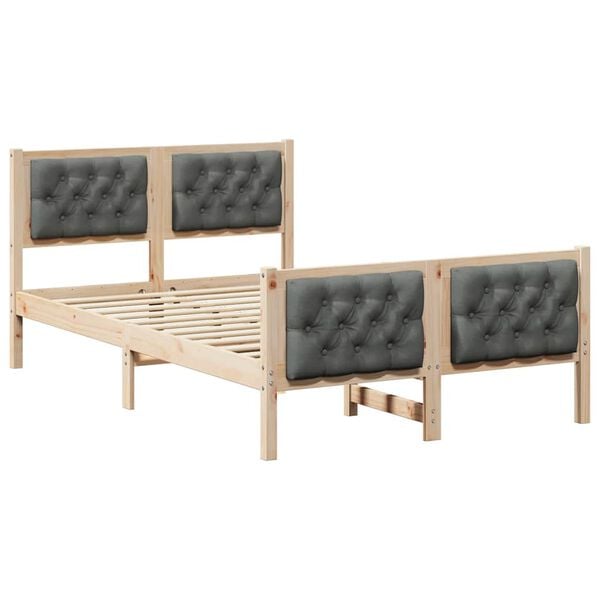 vidaXL Estructura de cama con cabecera Gris oscuro 135 x 190 cm