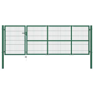 vidaXL Puerta de jard&iacute;n con postes 350x100 cm acero verde