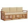 vidaXL Juegos de sof&aacute;s 3 uds. Natural y Beige Madera de Acacia S&oacute;lida